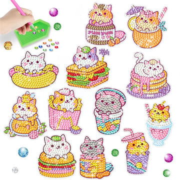 Sparkle Paws Diamond Sticker Kit — Peel & Stick Cute Cat Burger Craft for Kids